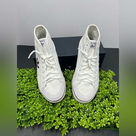 Adidas Originals Nizza High Cloud WHITE/BLACK Size 5.5 ( FW8351) Rare - Picture 3 of 11